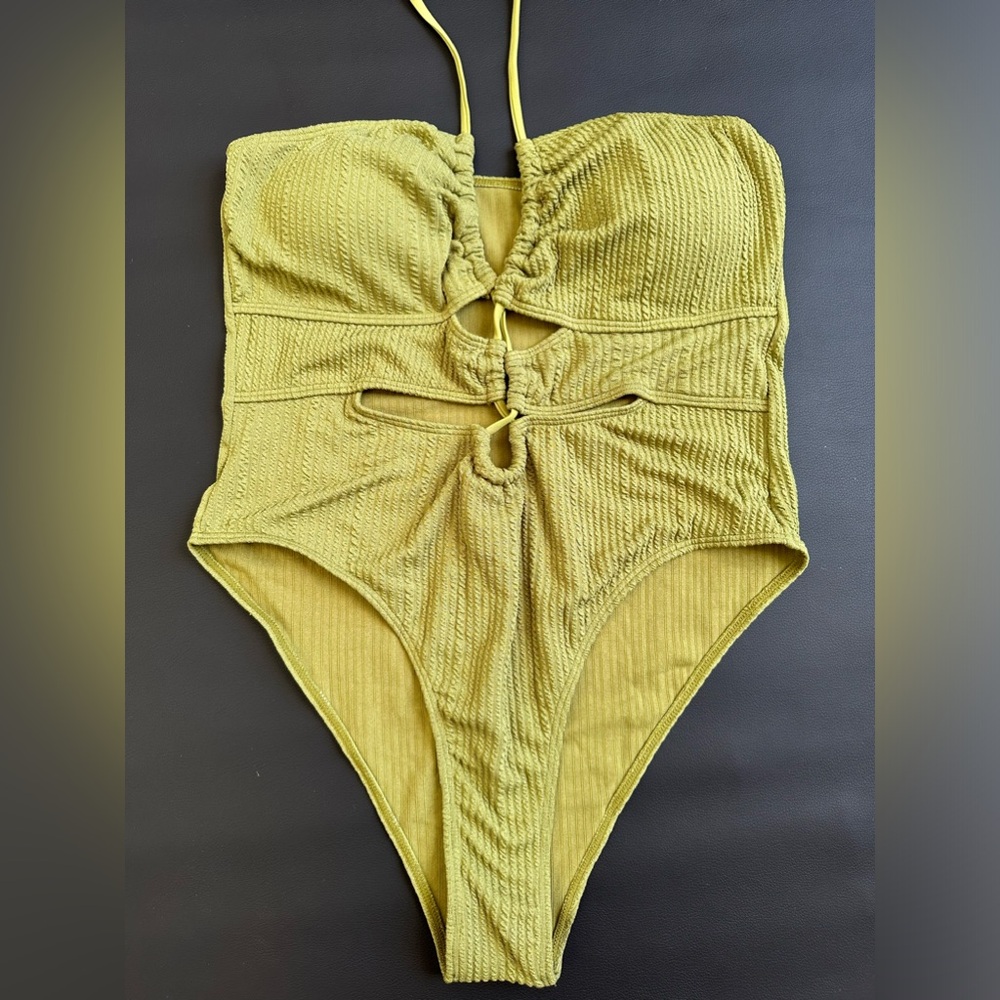 New Olive Green One Piece Swimsuit. Flattering Fit. XL rt $55 NWOT - Picture 4 of 6